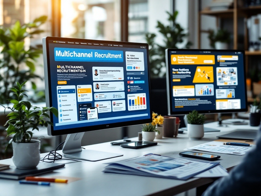 Manufacturing recruitment campaign across multiple digital platforms. Professional job board displays technical role specifications in English, Italian, and Romanian. Manufacturing recruitment campaign across multiple digital platforms. Professional job board displays technical role specifications in English, Italian, and Romanian.