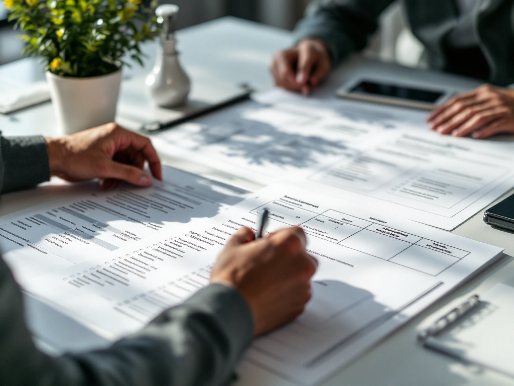 Manufacturing candidate screening process displaying documentation verification, technical qualification checks, and initial language assessment stages. Systematic evaluation ensures complete compliance verification. Manufacturing candidate screening process displaying documentation verification, technical qualification checks, and initial language assessment stages. Systematic evaluation ensures complete compliance verification.